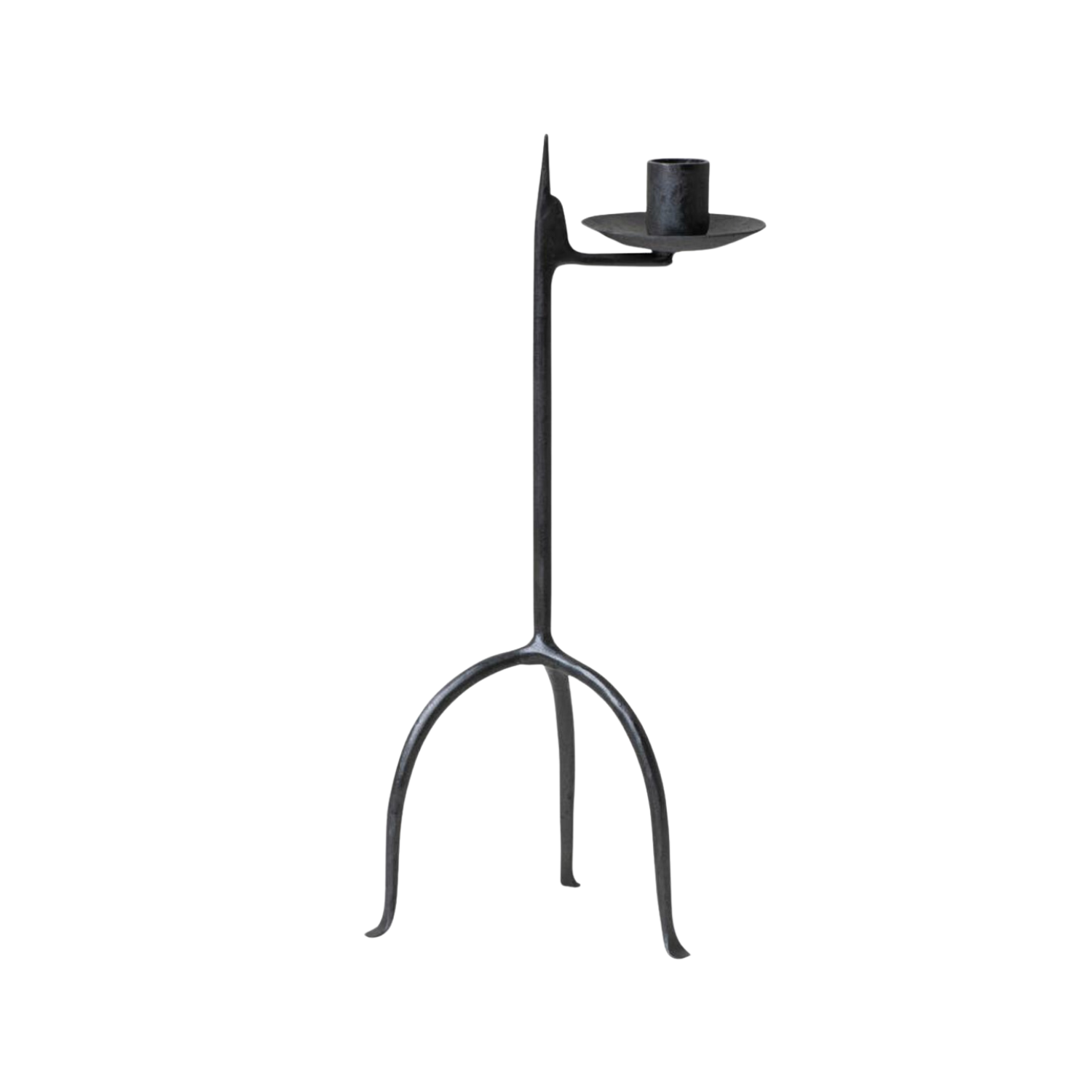 Wrought Iron Single Taper Candle Holder with Arm